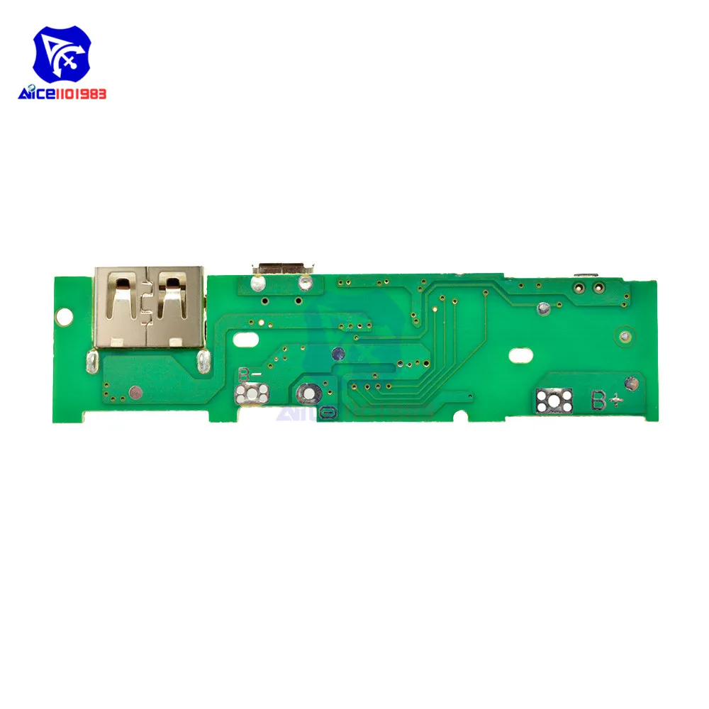 diymore 18650 Battery Charger PCB Board 5V 2A Mobile Phone USB Micro USB Power Bank LED Indicator Board Module for Xiaomi Huawei