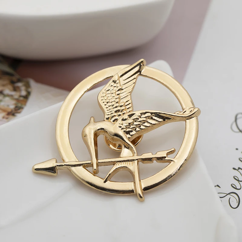 New Hunger Games Brooch Pin Bird Eagle Arrow Logo Badge Vintage Fashion Hot Animal Game Movie Jewelry For Men Women Kids