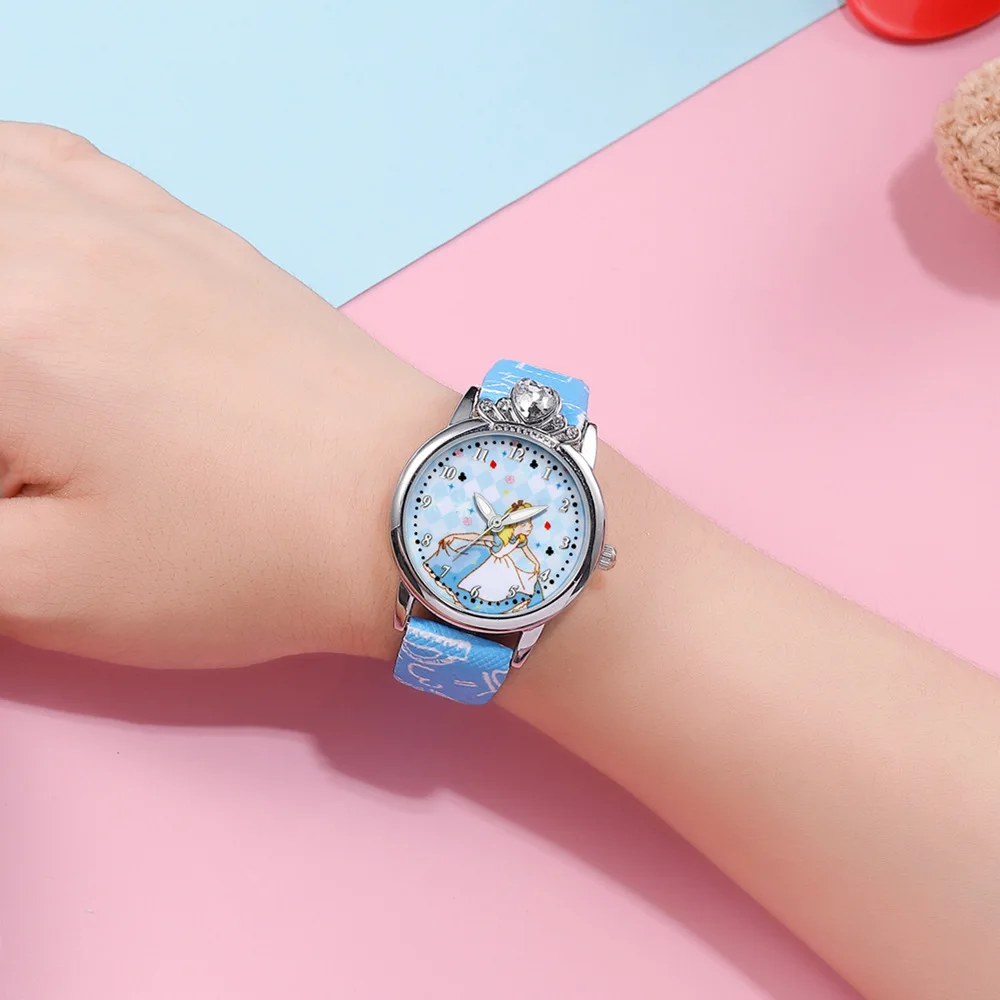 UTHAI CQ73-relojes de cuarzo para niños y niñas, reloj de princesa con diamantes de imitación, Reina, dulce bebé, dibujos animados