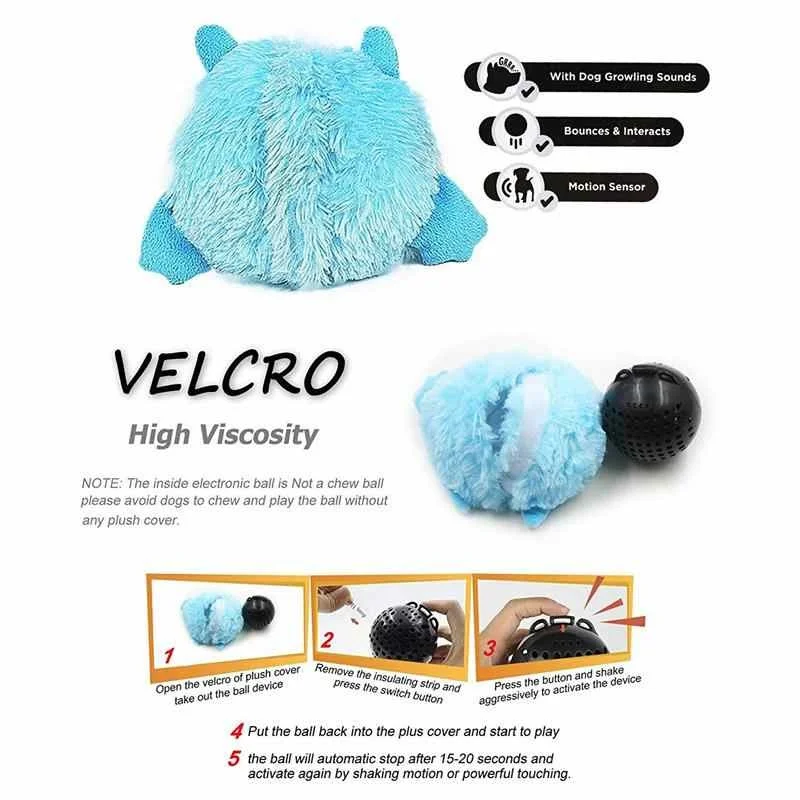 Juguete interactivo de monstruo de peluche para perros, juguete electrónico de ejercicio para cachorros, entretenimiento motorizado para mascotas