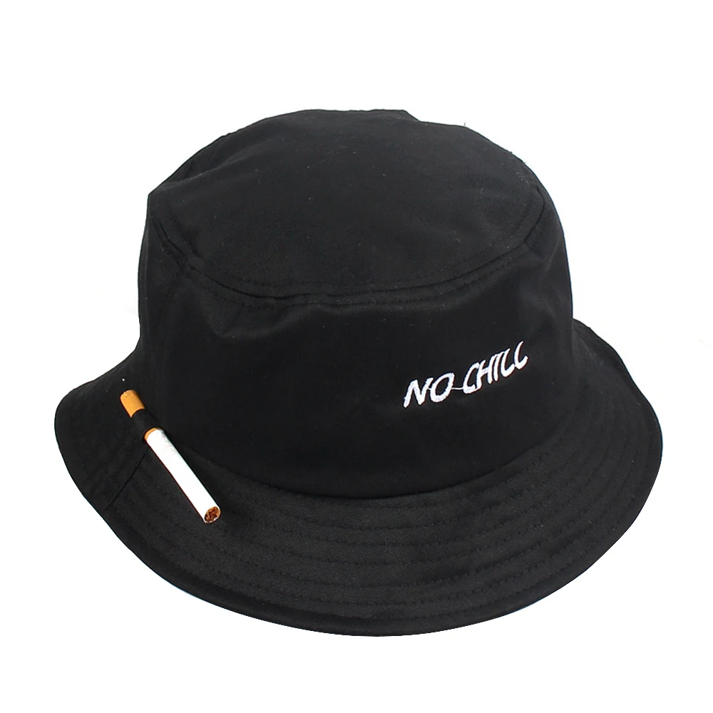 Fashion Cigarette Embroidery Bucket Hat For Men Women Hip Hop Fisherman Hat Summer Lovers Flat Hat Outdoor Beach Sun Hats