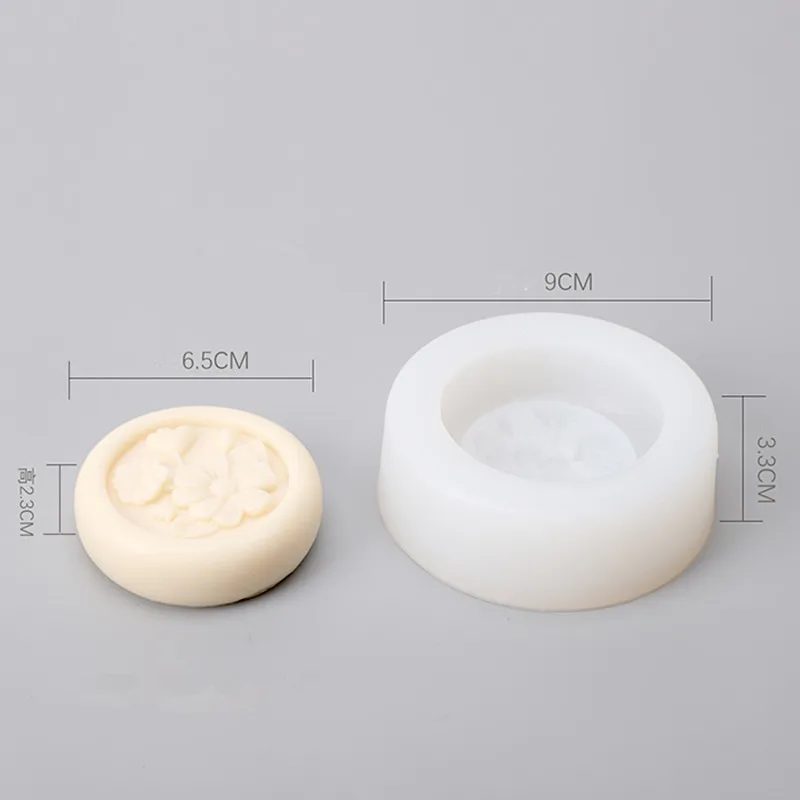 Round Soap Mold with Flower Pattern Very Flexible Silicone Mold for Handmade DIY Soap Making Candle Making Resin Crafts Mould