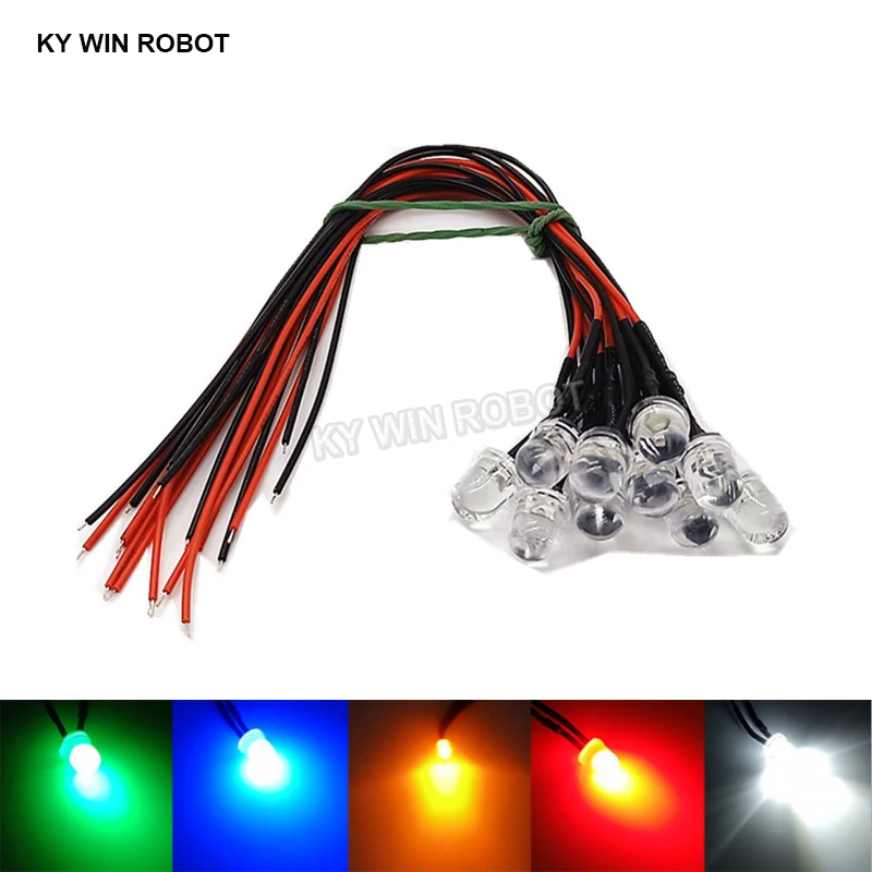 5-10PCS 3mm 5mm 8mm 10mm LED 5V 20cm Prewired White Red Green Blue Yellow Orange Diode Lamp Decoration Light Emitting Diodes