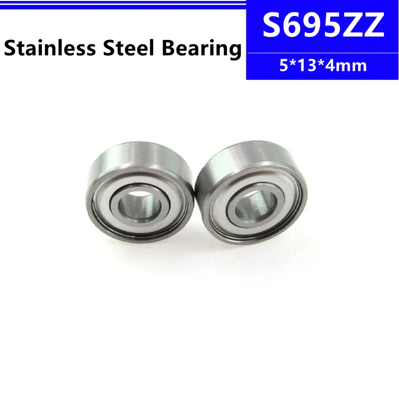 

50pcs Stainless Steel bearing S695ZZ 5*13*4mm Deep Groove Ball Bearing 695 5x13x4 mm S695-2Z S695Z