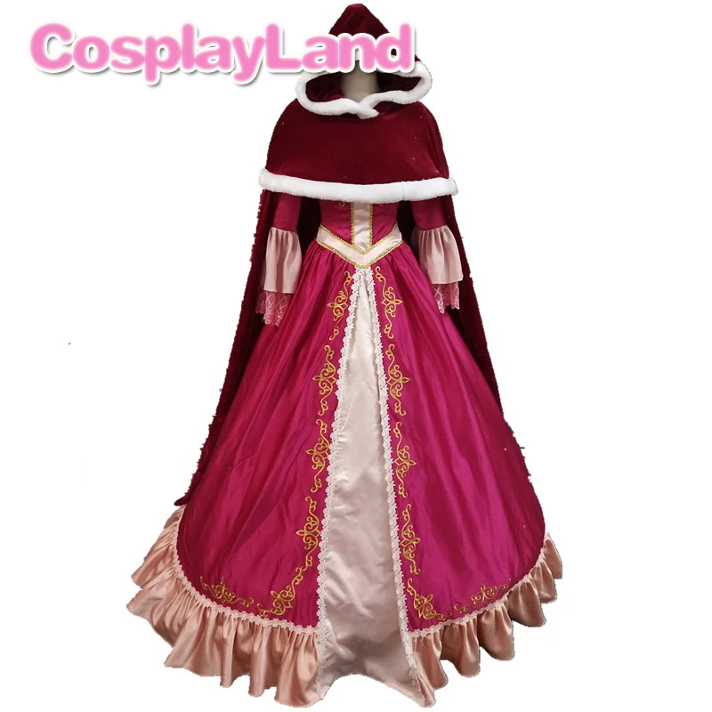 Belle Dress Cosplay Costume Halloween festa di natale abito da principessa rosso abito da ballo abito da donna fantasia su misura mantello