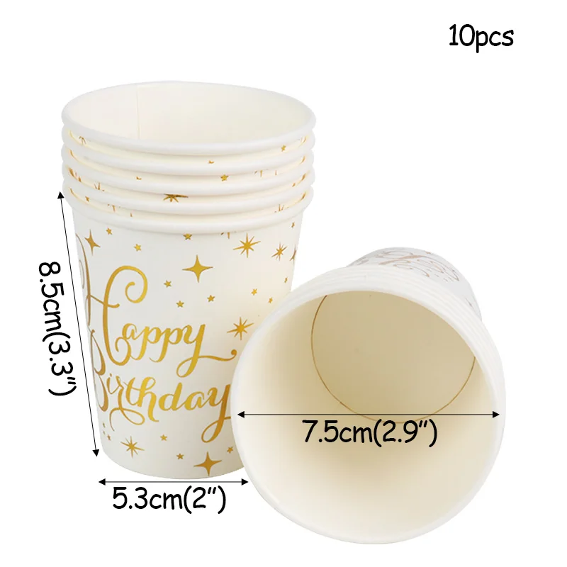 WEIGAO Gold Star Disposable Paper Plates Cups Straw and napkins Tableware Sets for Adult Kids Birthday Party Supplies Gold Theme image 3
