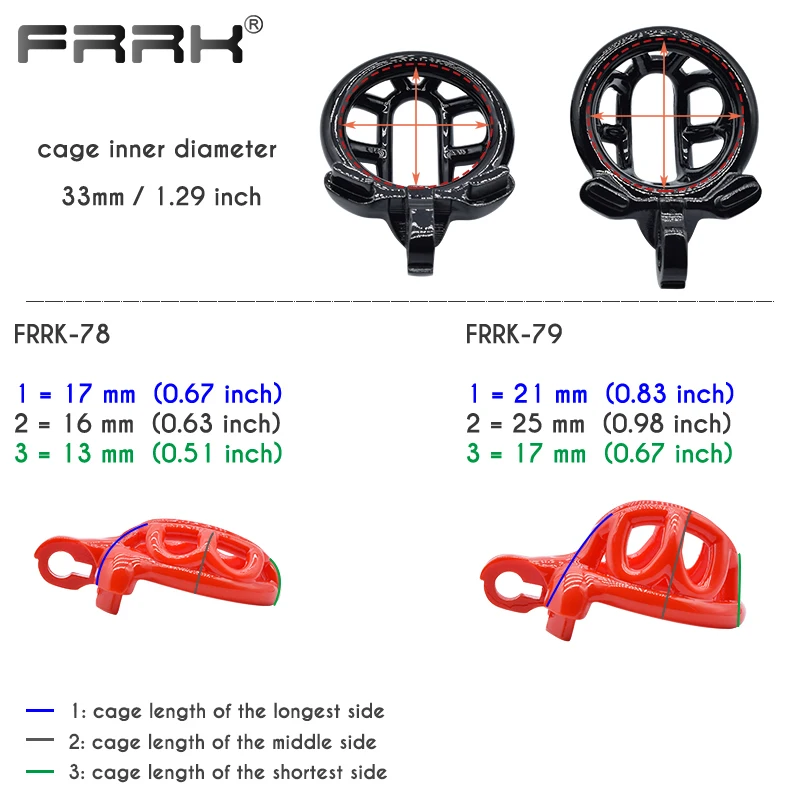 FRRK Lightweight Chastity Cock Cage with 4 Penis Rings for Men Turtle Male Bondage Device Kit Shiny Black BDSM Sex Toys