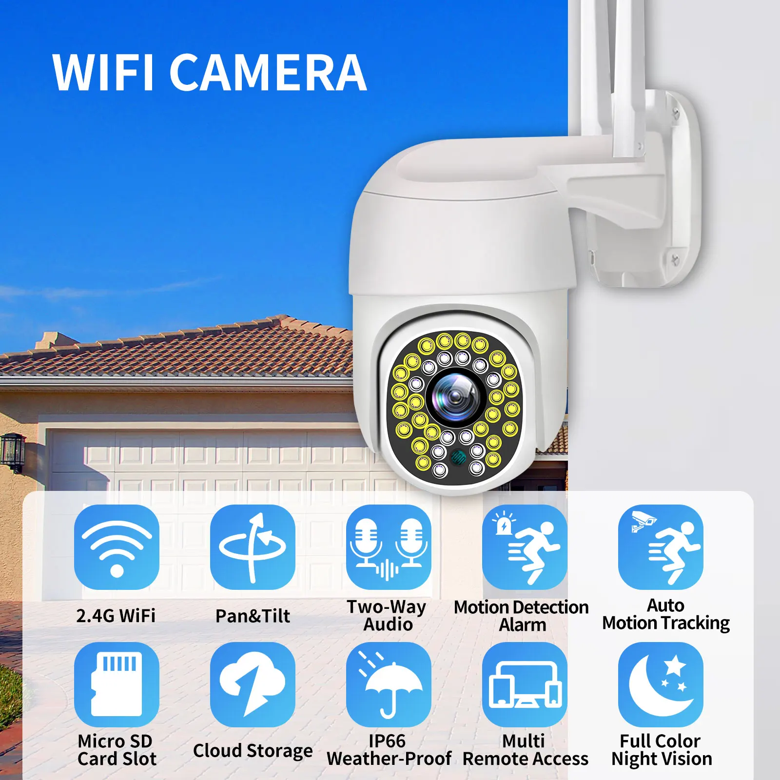 AZISHN 5MP PTZ Wifi IP Camera Outdoor 4X Digital Zoom AI Human Detect Wireless Camera H.265 P2P Audio 2MP Security CCTV Camera