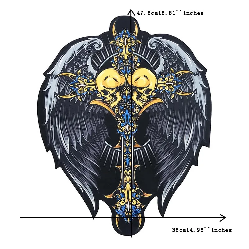 Large Cool Cross Skull Printing Embroidered Sew On Patches for Clothes DIY Coat Sweater T Shirt Clothing Patch Applique