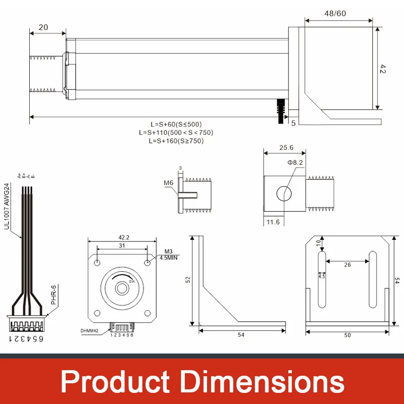 Imagem -02 - Cnc Motor Deslizante Atuador Linear com Regulação de Velocidade Controlador dc 24v Motor Elétrico Haste Telescópica Dhla42