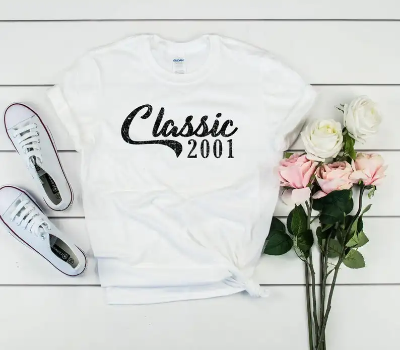 

2001 classic T-shirt, gift for her and him-20th birthday gift, party shirt unisex shirt summer casual T-shirt 100% cotton