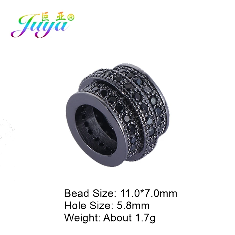 Juya DIY Big Hole Charm Beads Supplies Handmade Cubic Zirconia 10mm Metal Spacer Beads For Needlework Beads Jewelry Handmade
