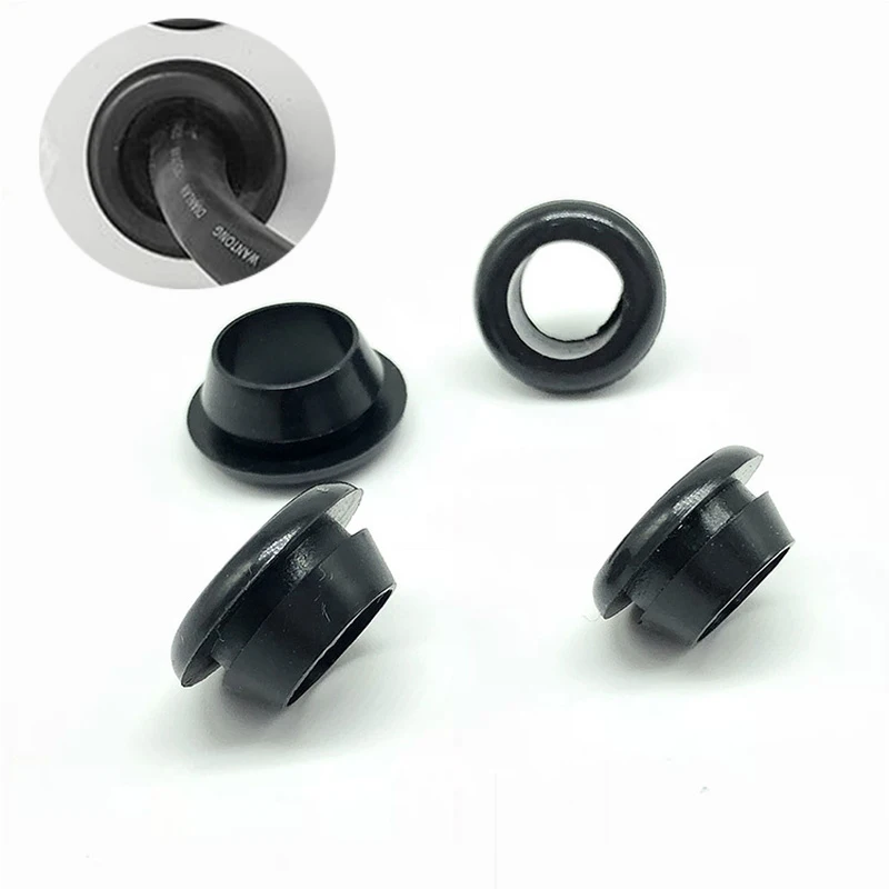 

Black 4.5mm-30mm Silicone Rubber Snap-on Grommet Hole Plugs End Caps Bung Wire Cable Protect Bush