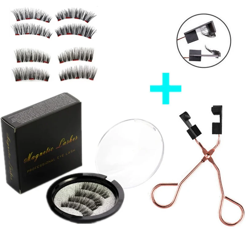 Anlinnet MP 2 Pairs 4 Magnetic Eyelash Tweezers Eyelashes Reusable Handmade 3D Mink Magnet False Eyelashes