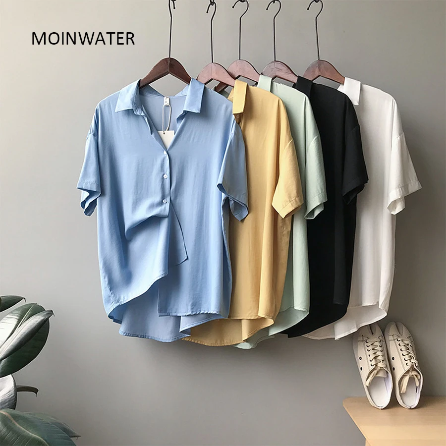 MOINWATER Đại Nữ Ngắn Tay Áo Sơ Mi Nữ Thời Trang Áo Trắng Áo Sơ Mi Công Sở Nữ Mùa Hè Áo Cho Người Phụ Nữ MST2009