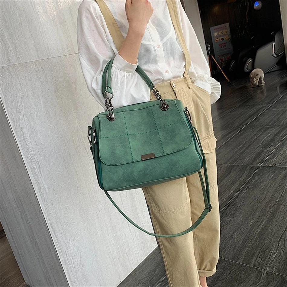 Matte Ladies Handbag Scrub Women\'s Shoulder Crossbody Bag Large Capacity PU Leather Casual Tote Travel Handbag Boston Female Bag