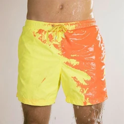 Color-changing Beach Shorts Men Quick Dry Swimwear Beach Pants Warm Color Discoloration Shorts Swimming Surfing Board Shorts