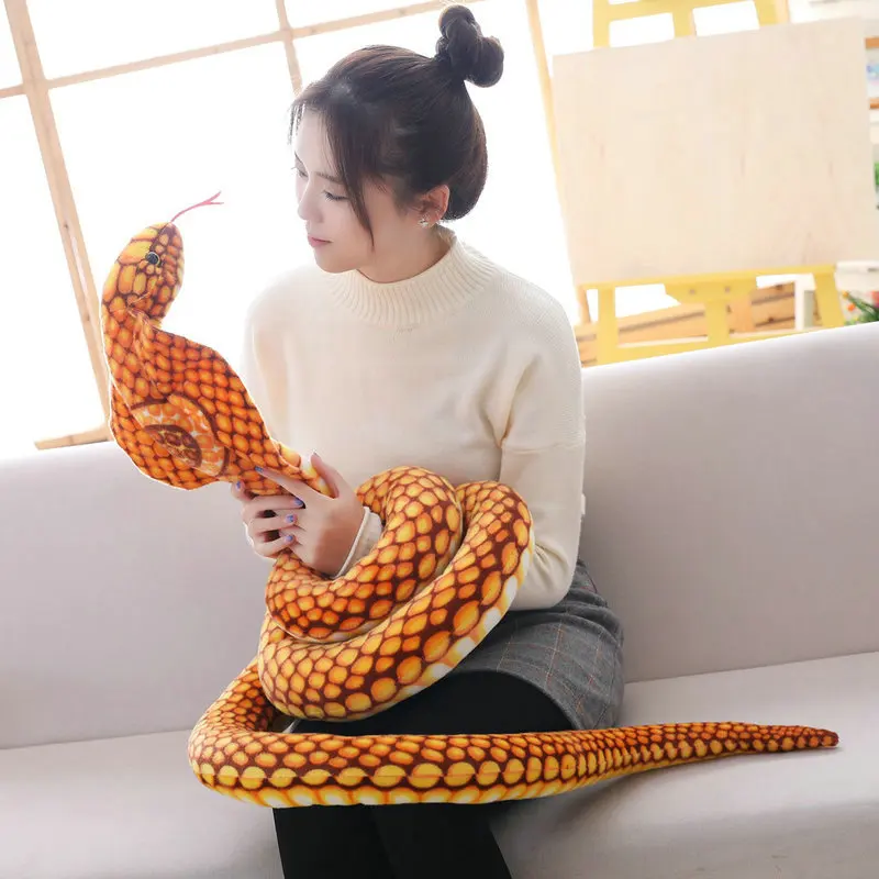 

240CM Lifelike Snake Plush Toy Giant Reallife Cobra Stuffed Long Plushie Creative Doll Home Decor Funny Birthday Kid Gift