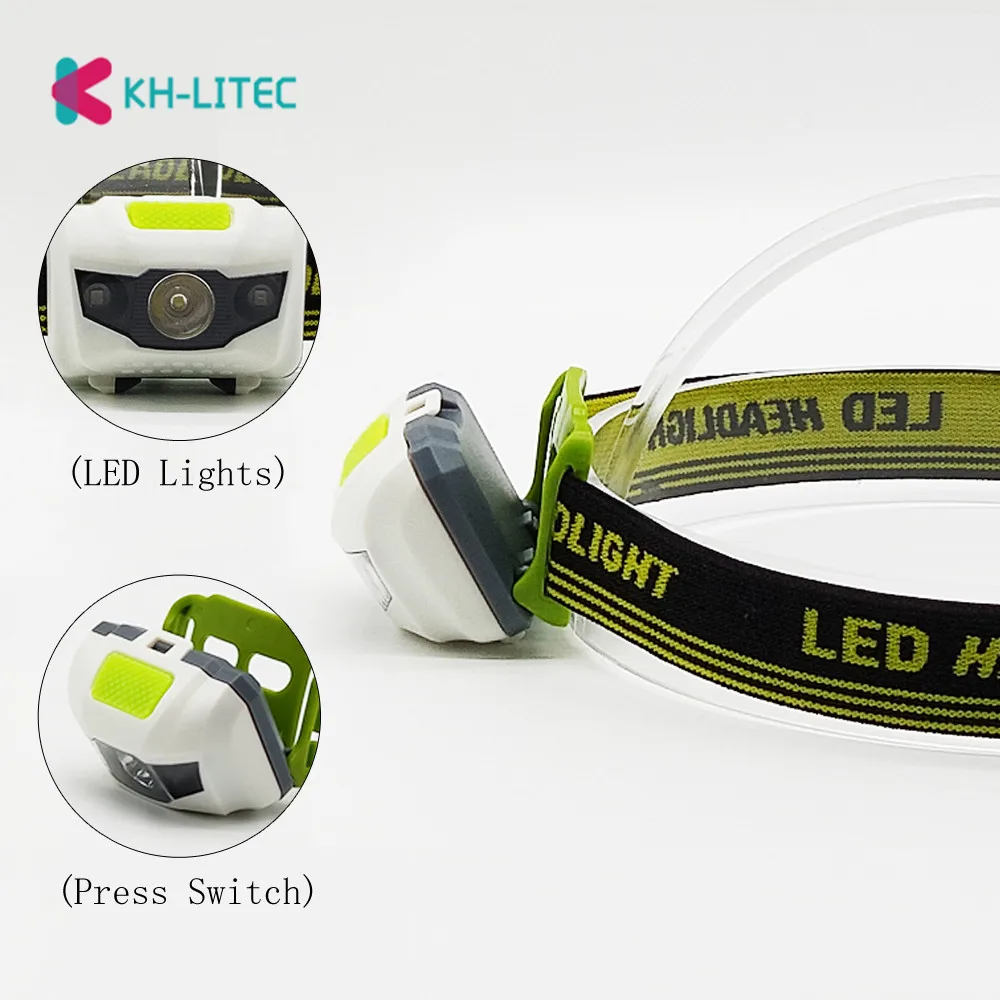 Mini lampe frontale Portable et légère, 4 Modes d\'éclairage, idéale pour le Camping, la course à pied, piles AAA