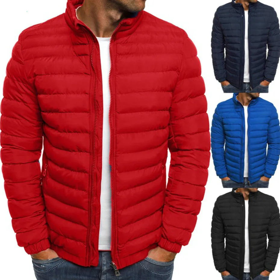 Trendy Parker Jacket Winter Jacket Men\'s Cotton Puffer Jacket Solid Color Large Size Jacket Zipper Street Wear Casual Jacke