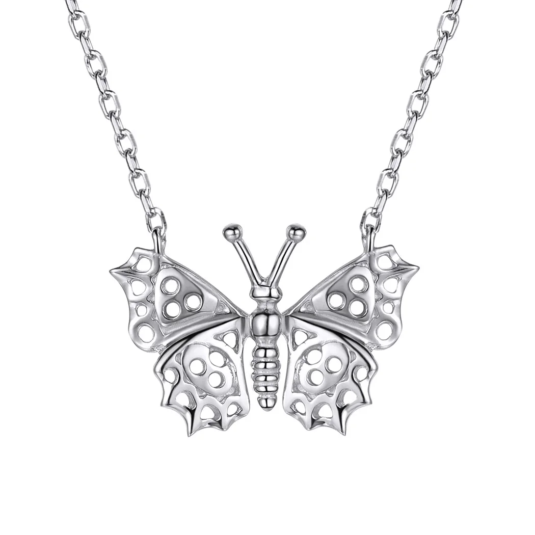 

ChainsPro 925 Sterling Silver Butterfly Pendant Girls' Dainty Hollow Animal Jewelry Valentine's Gift Necklace Women P637