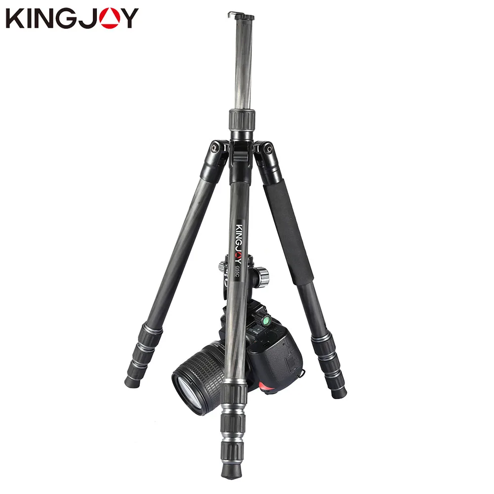 KINGJOY G55C Professional Carbon Fiber Tripod For Digital Camera Flexible Monopod Top Quality Camera Stand With G0 Ball Head