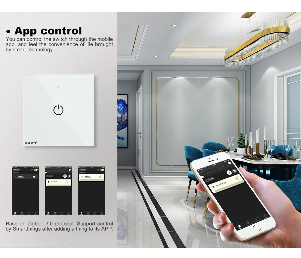 ZIGBEE wall switch AC100-240V Bulb dimmer zigbee led remote night Light Control work with zigbee APP gateway samrt phone control