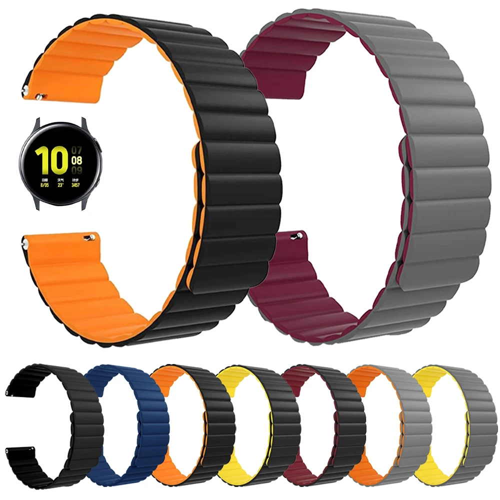 20/22mm Magnetic Strap for Samsung Galaxy Watch Bands 4 3 41/45mm Soft Silicone Wrist Band for Galaxy 42/46mm Active 2 Bracelet