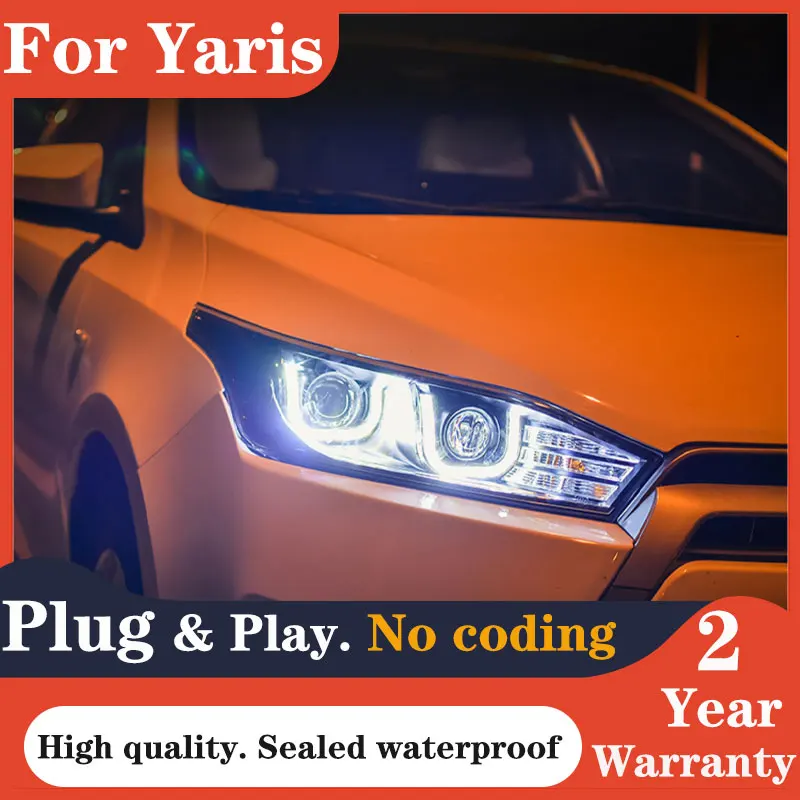 Car lamps For Toyota Yaris Headlights 2014-2015 New Yaris LED Headlight DRL Bi Xenon Lens High Low Beam Parking Fog Lamp