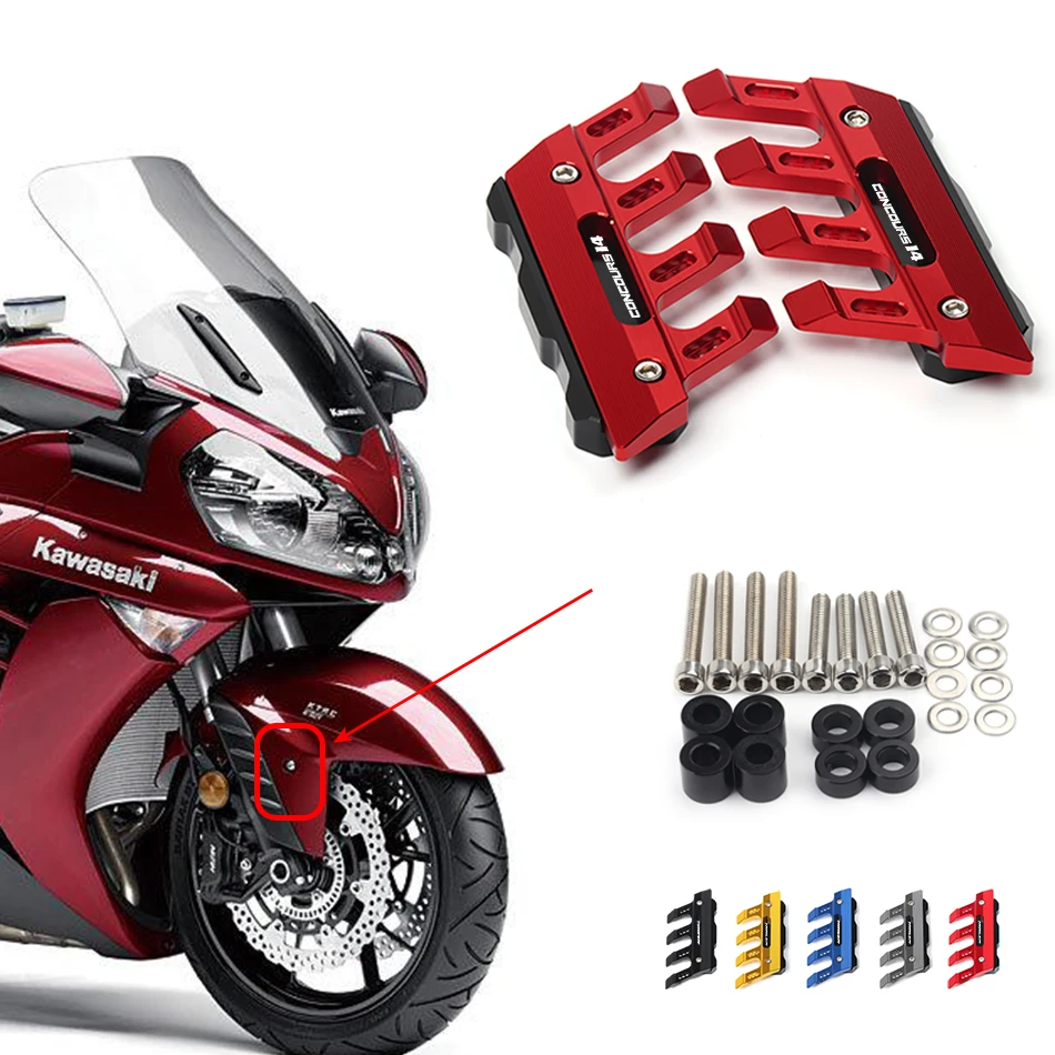 With Logo For KAWASAKI CONCOURS14 Motorcycle CNC Accessories Mudguard Side Protection Block Front Fender Anti-Fall Slider