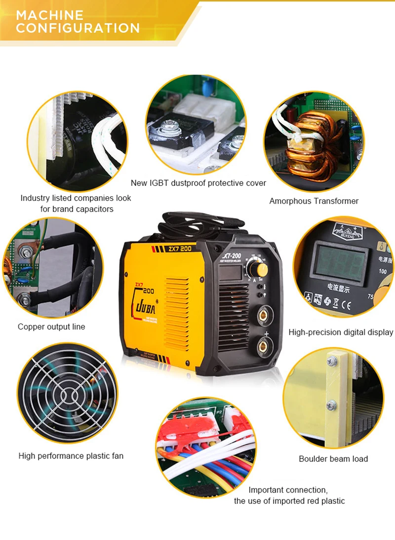 Mini ZX7-200 200A 6.5KVA IP23 Inversor Arco Máquina de solda elétrica MMA Soldador para trabalho de soldagem e trabalho elétrico
