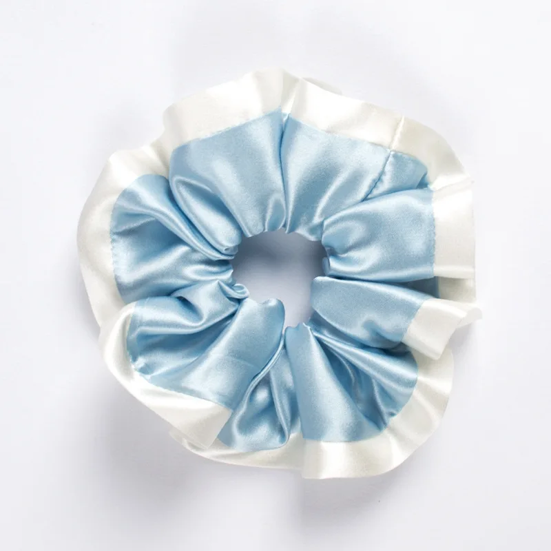 100% Real Silk Hair Scrunchies Women Girl Hair Accessories for Wedding Brides Hair Hoop with Lace Fashion Hair Ties Bulk