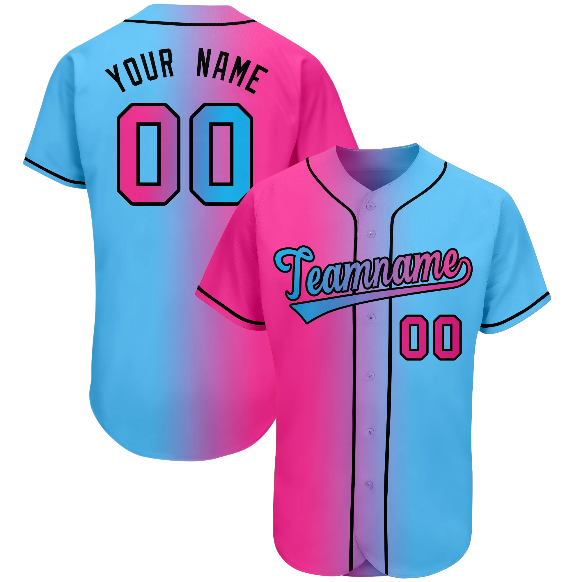 Custom Baseball Jersey Personalized Stitch Team/Your Name/Number Gradient Breathable Men's Casual Shirts for Adults/Kids