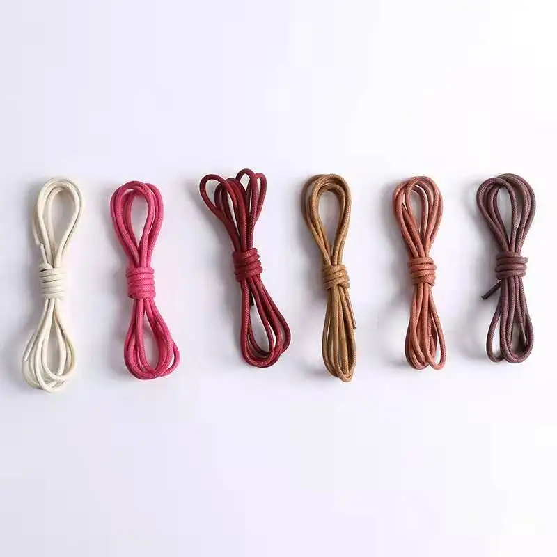 1Pair Waxed Cotton Round Shoe laces Leather Waterproof ShoeLaces Martin Boots Shoelace Sports Shoestring 60/80/100/120/140CM