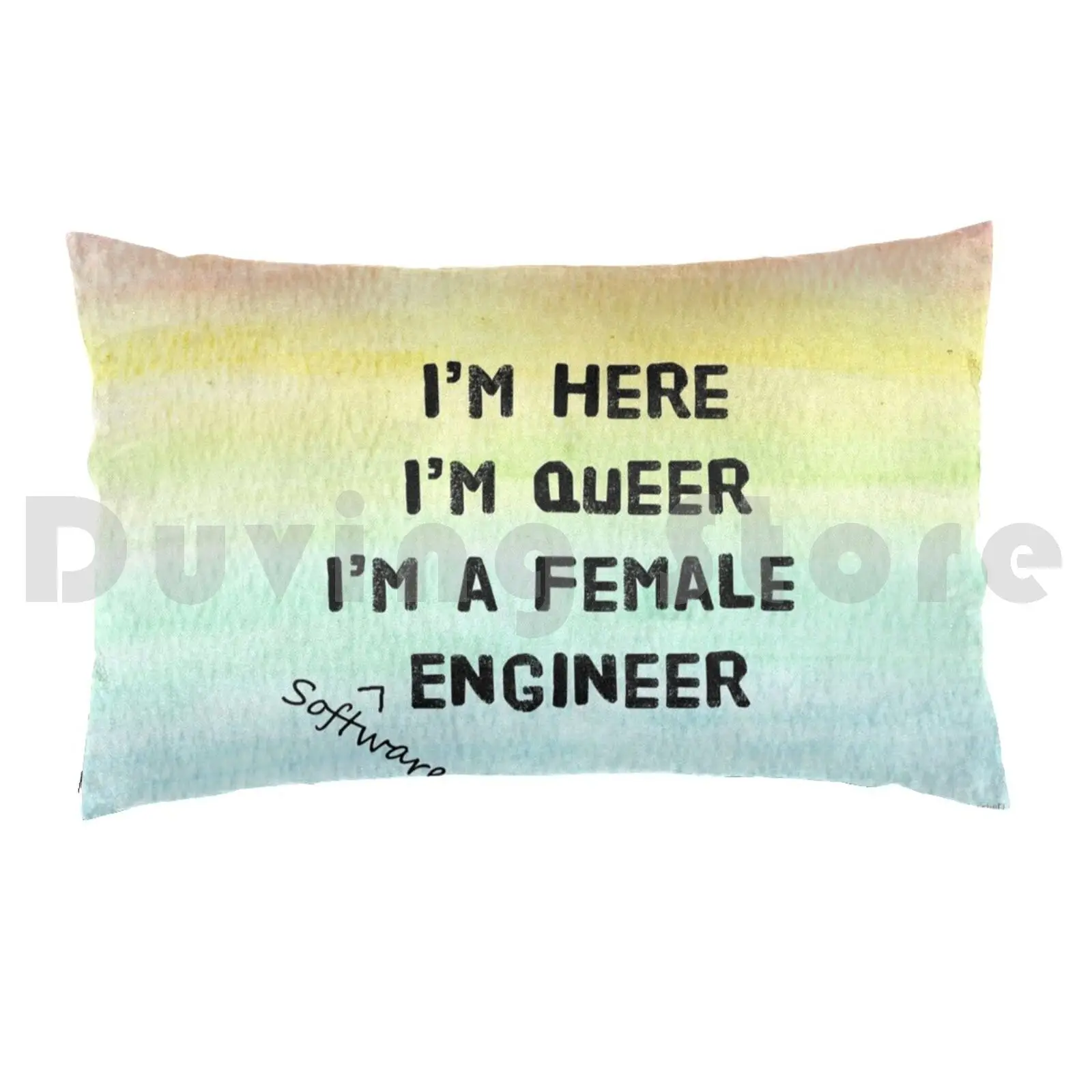 I'm Queer , I'm A Female ( Software ) Engineer Pillow Case Printed 35x50 Engineer Engineering Queer