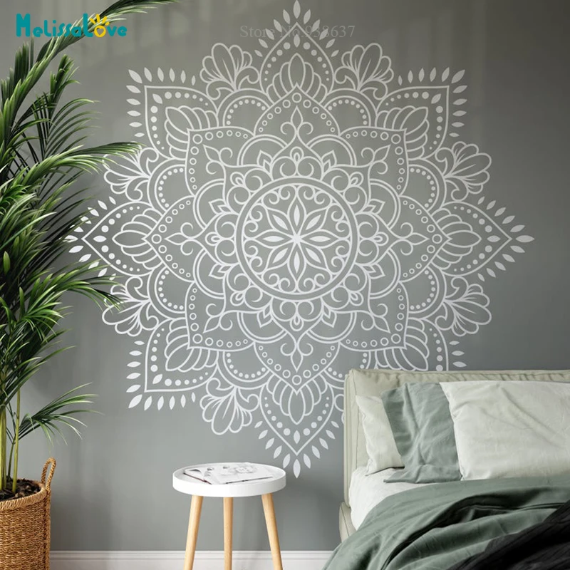 Mandala Winylowa Naklejka Ścienna Medytacja Joga Studio Dekoracja Duży Kwiat Mandala Sypialnia Salon Dekoracja Tapeta BA699-1