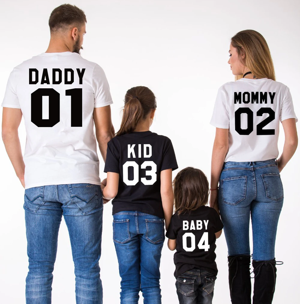 Family Matching Clothes  Family Look Cotton T-shirt DADDY MOMMY KID BABY Funny Letter Print Number Tops Tees Summer