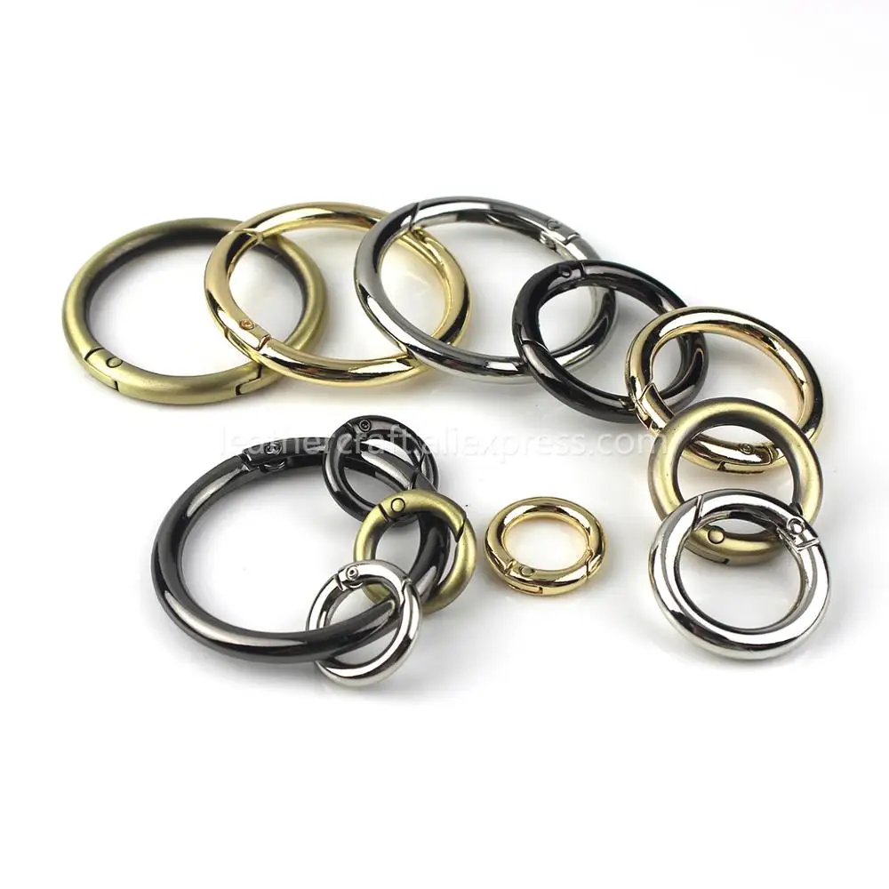 Metal spring gate O Ring Openable Keyring Leather Craft Bag belt strap buckle trigger snap clasp clip connector DIY accessory