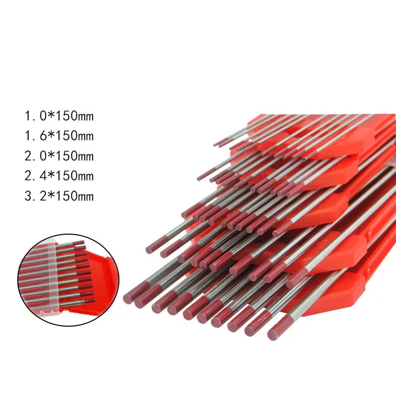 10 sztuk/partia WT20 wolframu elektrody wolframu Tig igły/pręt do spawania Tig/spawanie punktowe 150mm Red Tip Tig pręty