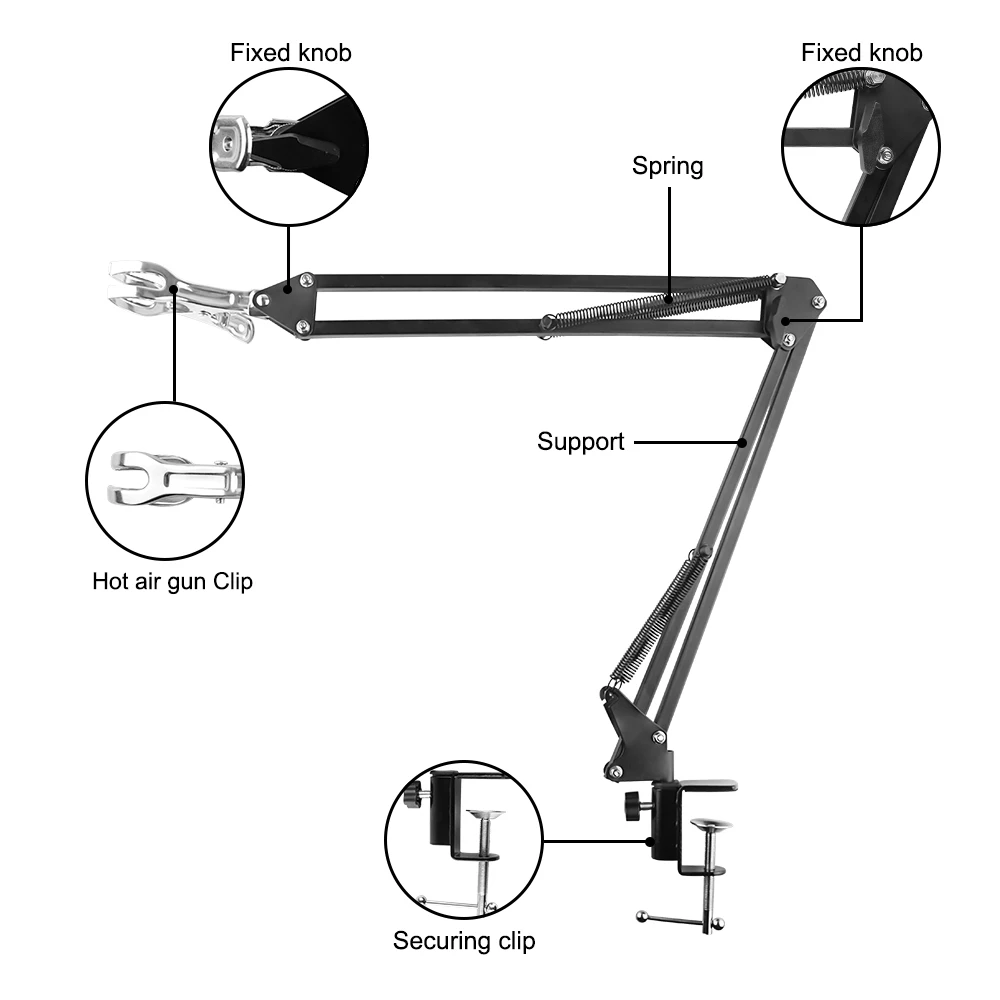 Hot air gun bracket Desktop folding stable bracket long arm 360 degree rotating heat gun bracket 3 axis bracket universal tools