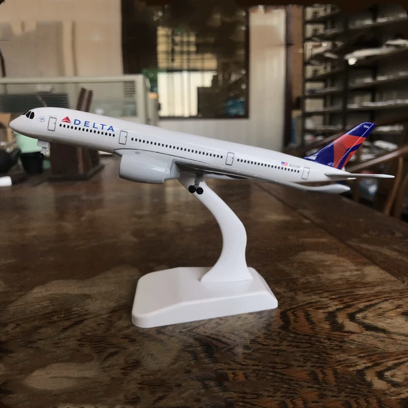 20CM Airbus A350 Air American DELTA Airways Alloy Metal Diecast Plane Model Airlines Airplane Aircraft Gift Collectible Display