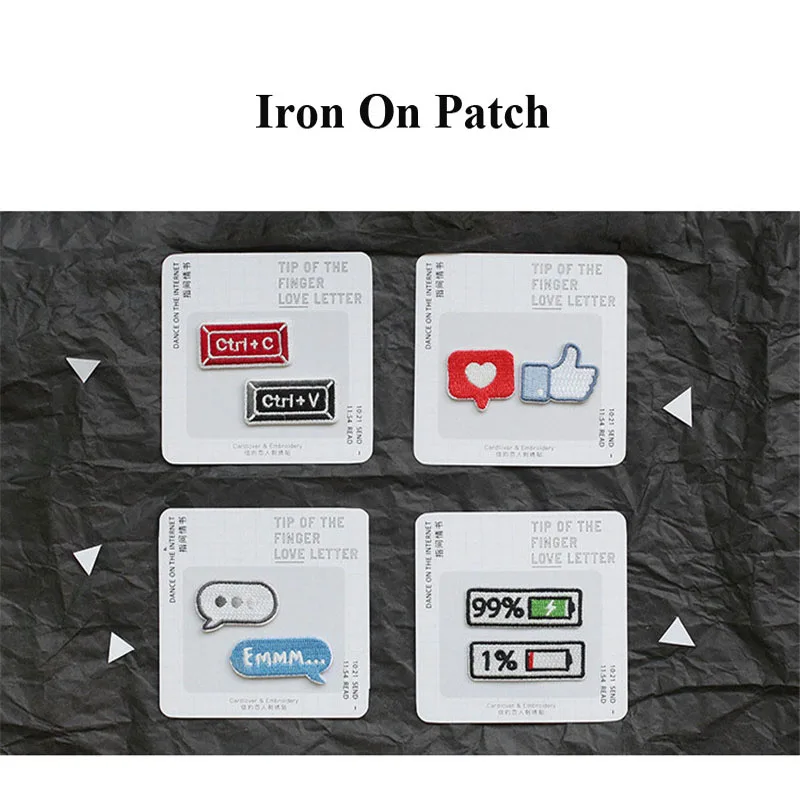 AHYONNIEX 2 Pieces in One Set DIY Stationery Embroidery Patches Bag Jeans Cartoon Iron On Patches for Clothes Small Glue Sticker