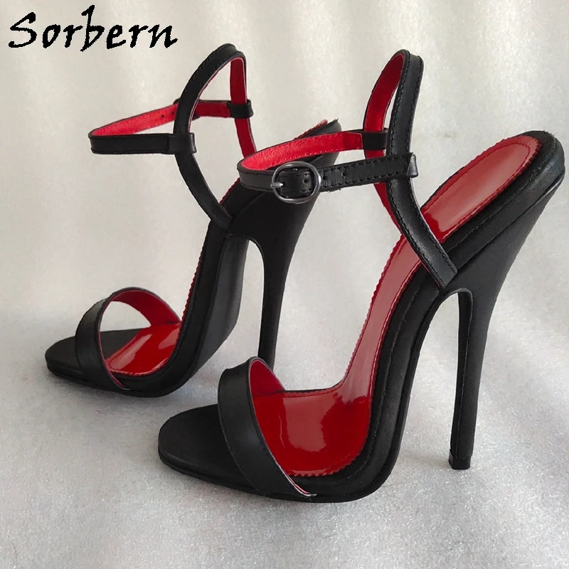 Sorbern Sexy Genuine Leather Sandals Slingback Women Shoes 16Cm Open Toe Ankle Strap Party Heels For Crossdresser Guys Heels