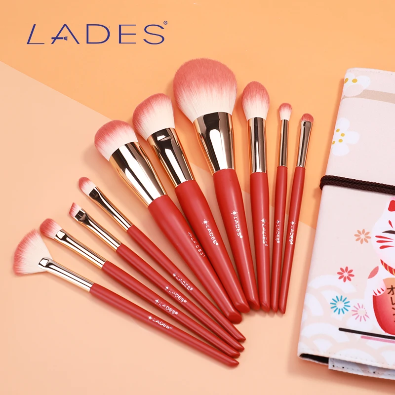 LADES Makeup Brushes Set Powder Eyeshadow Make Up Brush Foundation Blending Blusher Women Beauty Cosmetics Tool With Pouch