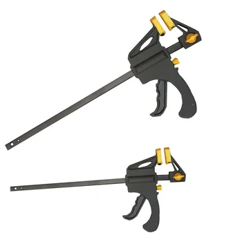2 adet 6 inç veya 4 inç sarı ahşap çalışma çubuğu F kelepçe klip seti sert kavrama hızlı kilit serbest bırakma DIY marangozluk el aracı Gadget