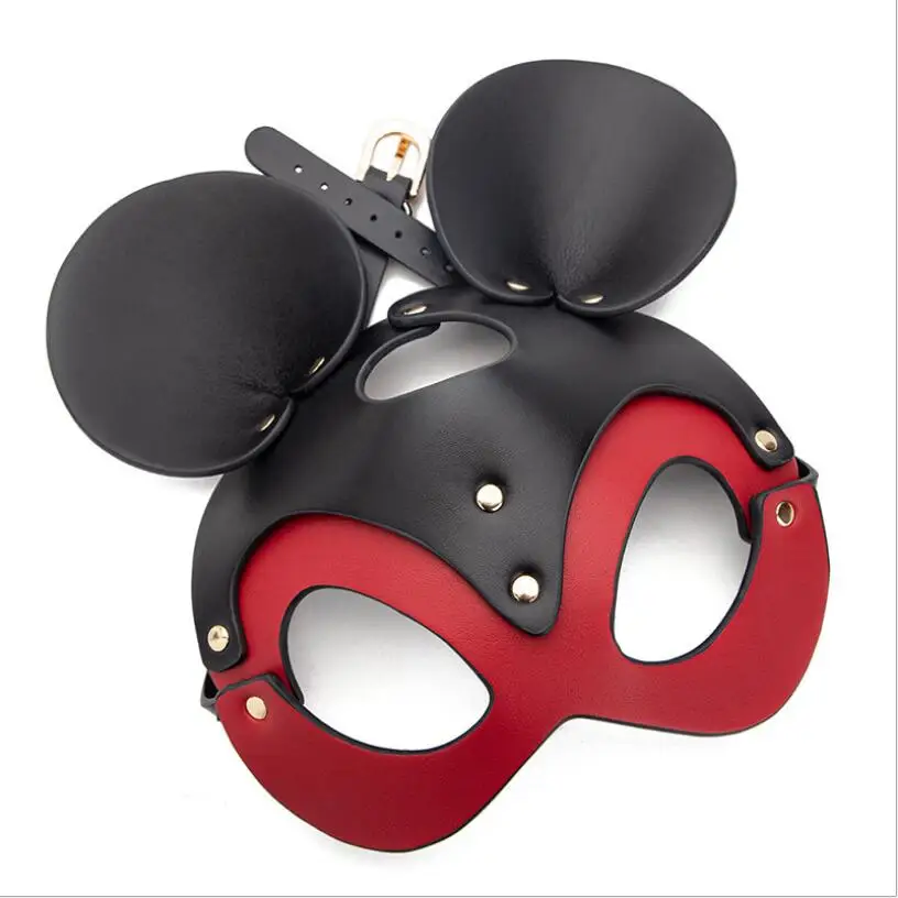 

New BDSM Sexy Leather Mask For Women Adult Fetish Erotic Bondage Sex Mask Halloween Festival Party Mouse Ears Masks S0164