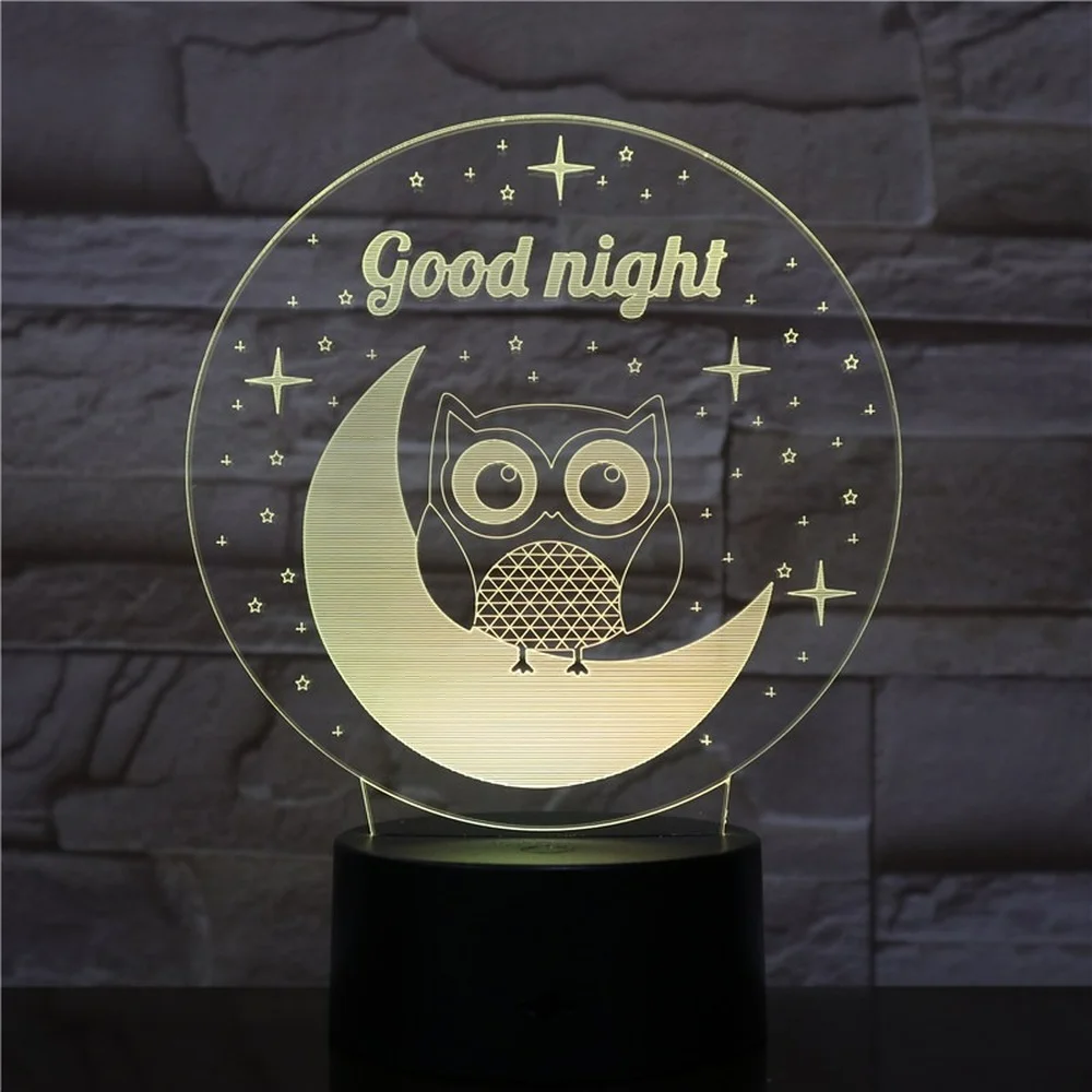 Owl Lamp 3D Night Light Led Colorful Nightlight Touch Remote Bedside Moon Lamp Bedroom Decoration Holiday Gifts for Kids Baby