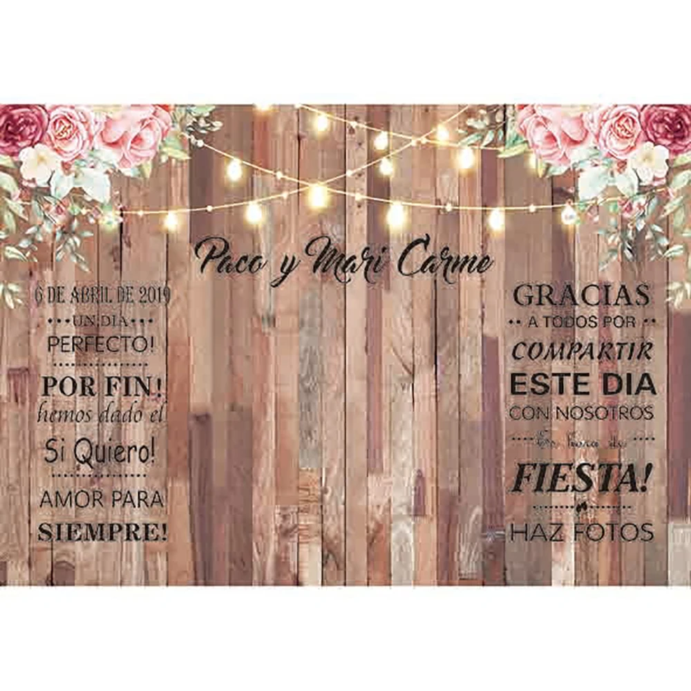 Funnytree Wedding Photography Backdrop Spring Marriage Love Wood Flower Custom Background Photo Studio Photozone Vinyl Photocall