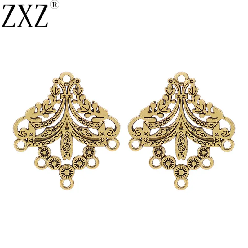 ZXZ 20pcs Antique Gold Tone Double Sided Earring Chandelier Connectors Charms Pendants for Jewelry Making Findings Accessories