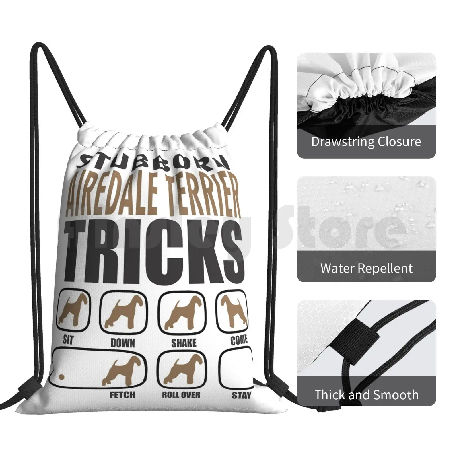 Airedale Koppig Cadeau Airedale Eigenaar Cadeau Airedale Hond Cadeau Rugzak Trekkoord Tassen Gymtas Waterdichte Airedale Hond